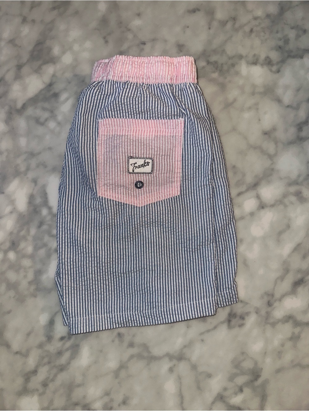 Frank's Blue & Pink Seersucker Men’s Swim Trunks